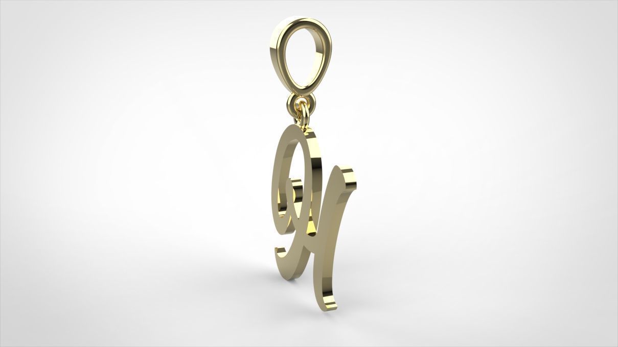 pendant alphabet hundred H small  3D print model_5