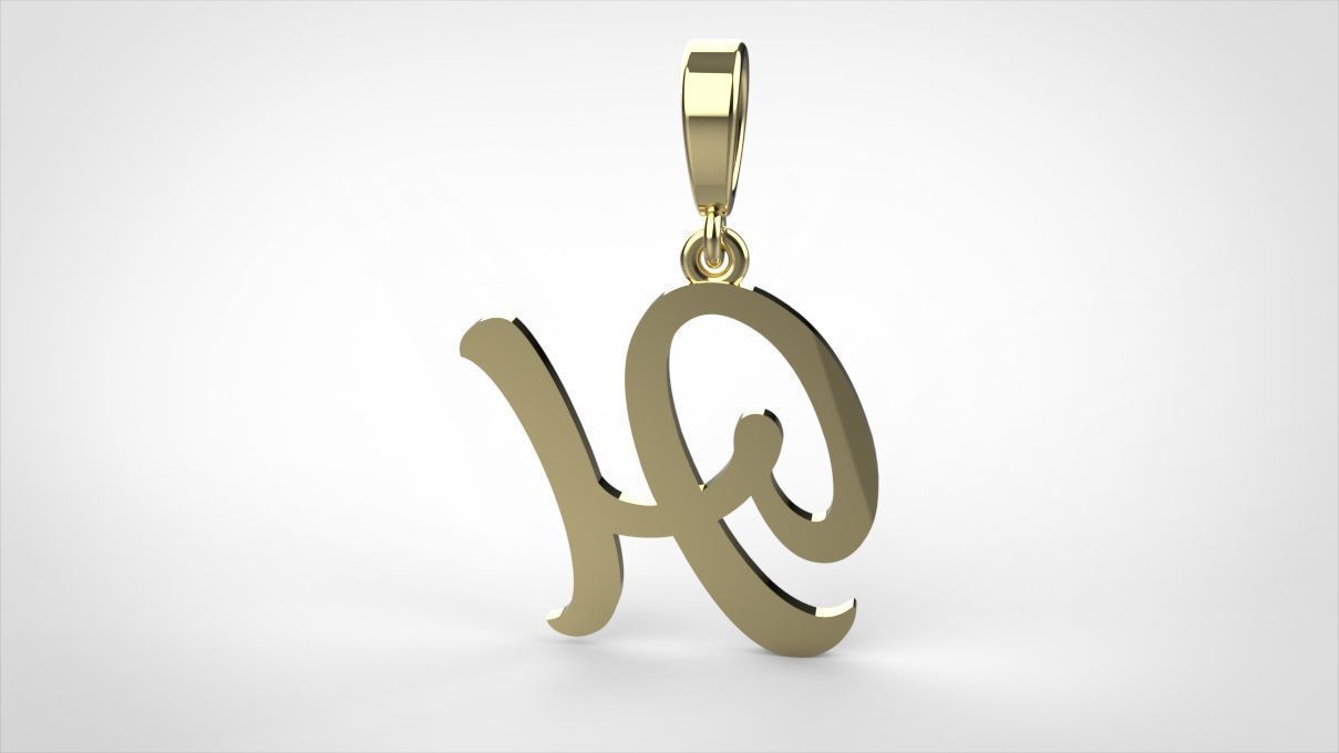 pendant alphabet hundred H small  3D print model_9
