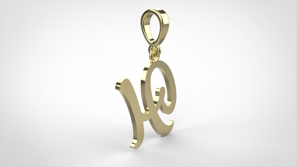 pendant alphabet hundred H small  3D print model_7