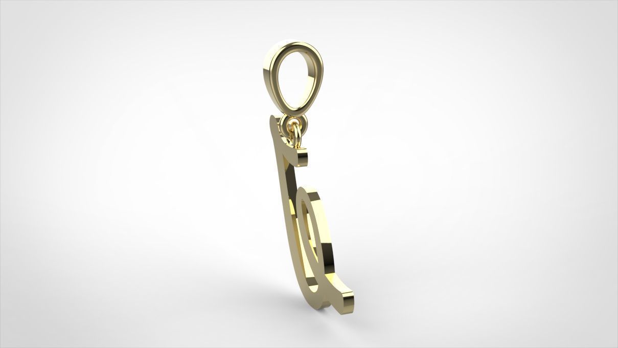 pendant alphabet hundred I small  3D print model_11