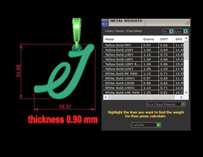 pendant alphabet hundred I small  3D print model_12