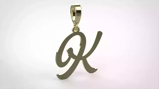 pendant alphabet hundred K small  3D print model