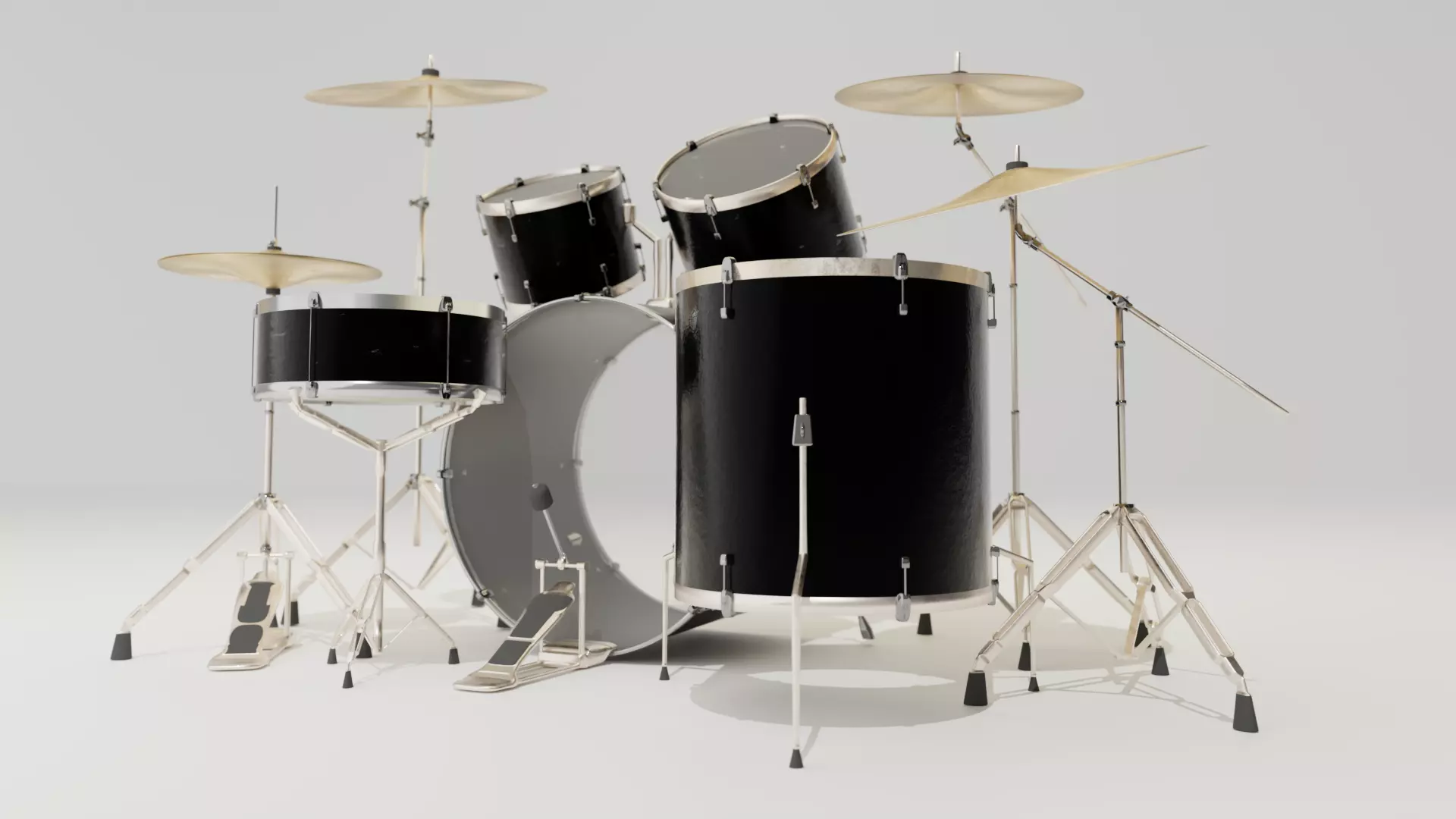 Black Drum Set 3D model_0