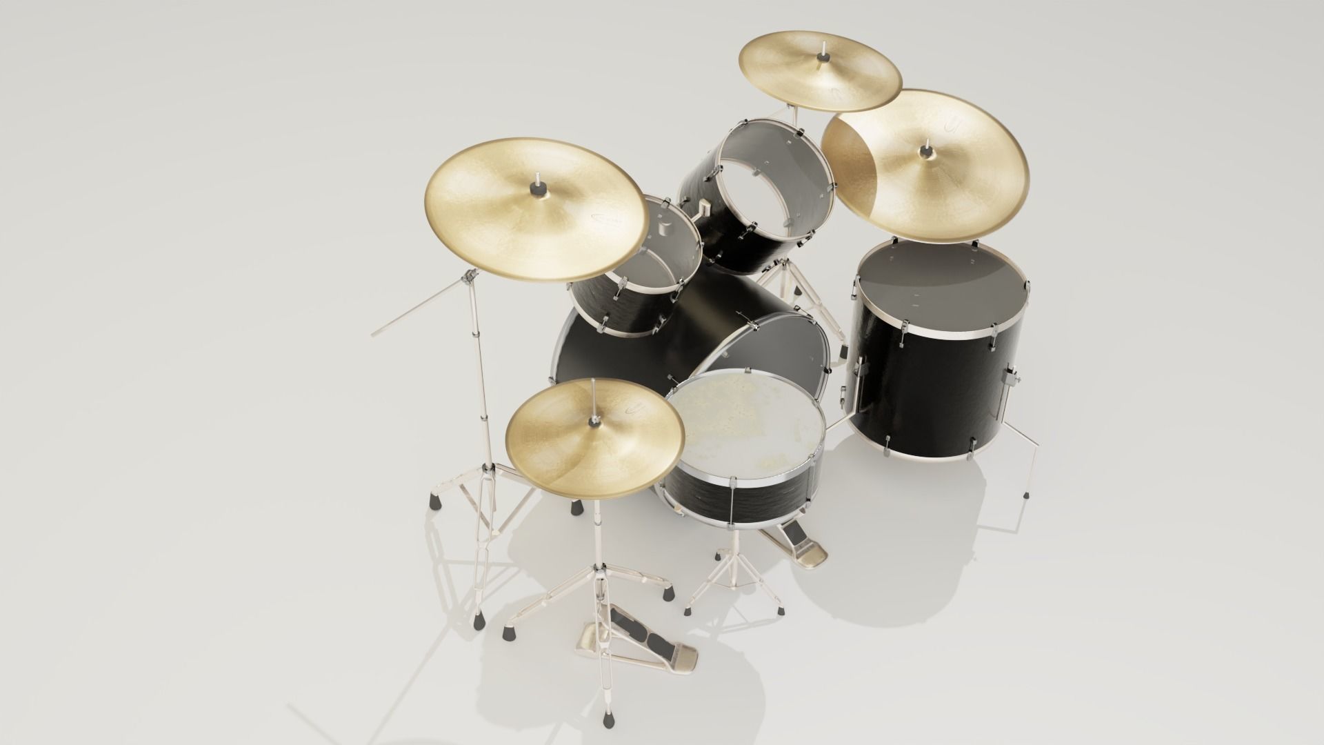 Black Drum Set 3D model_3