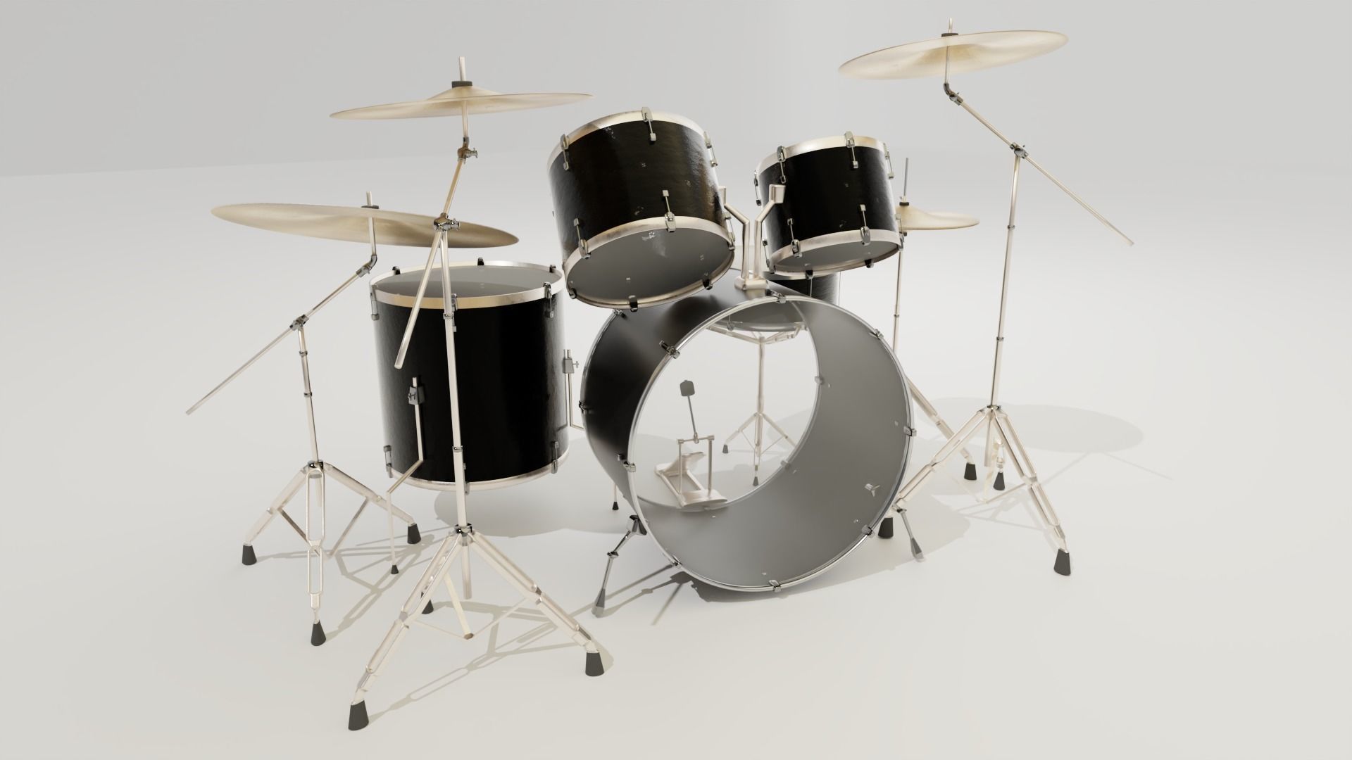Black Drum Set 3D model_1