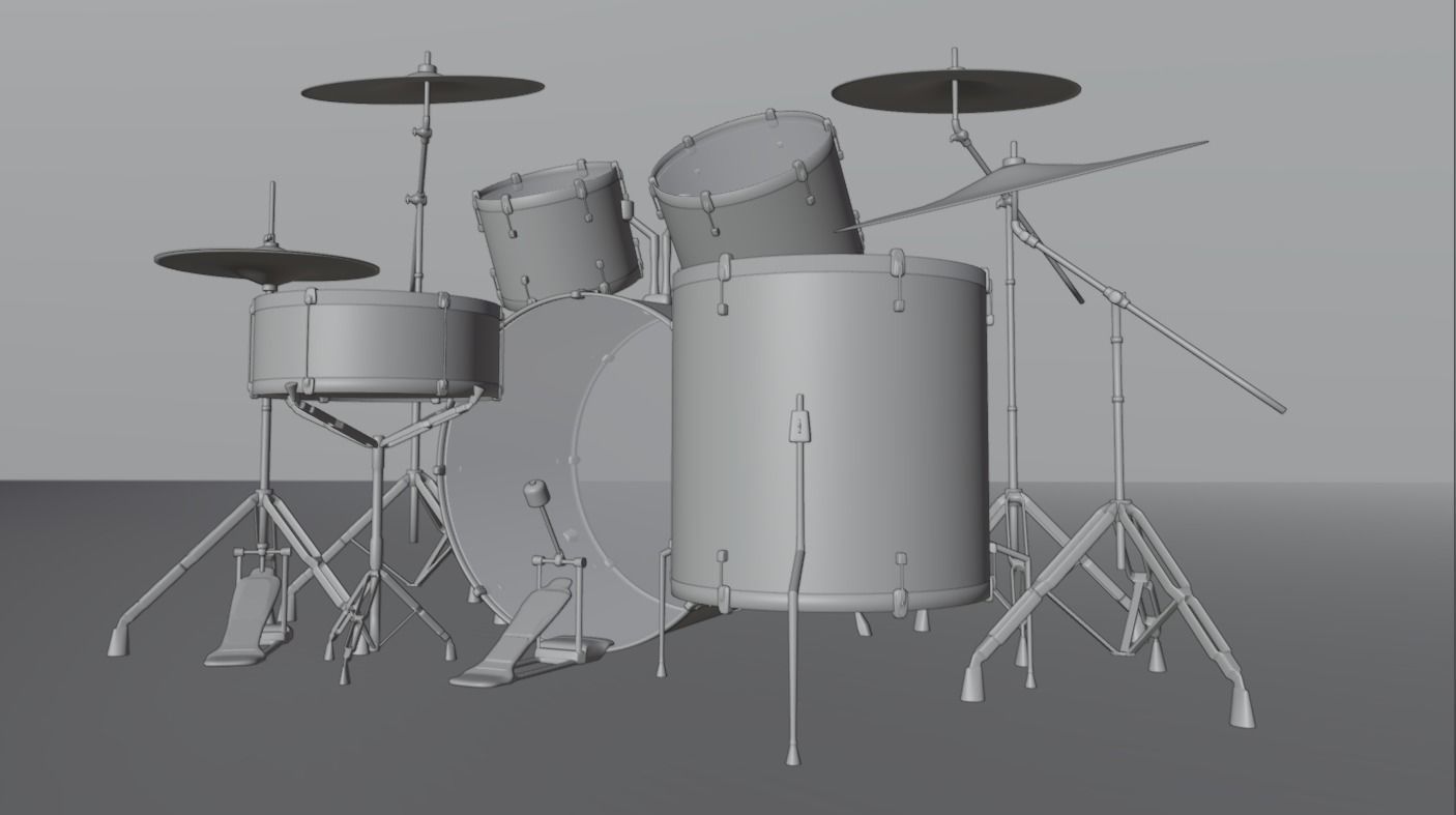 Black Drum Set 3D model_5