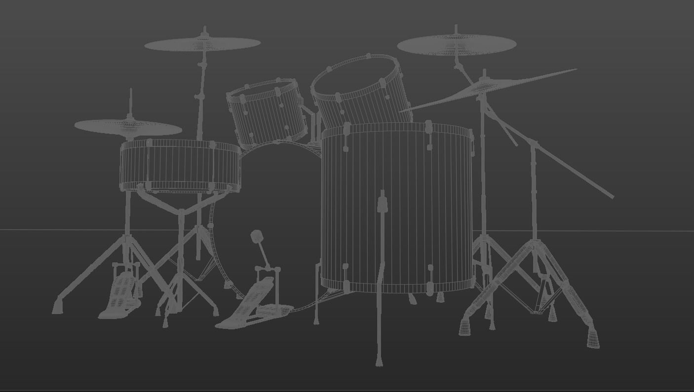 Black Drum Set 3D model_4