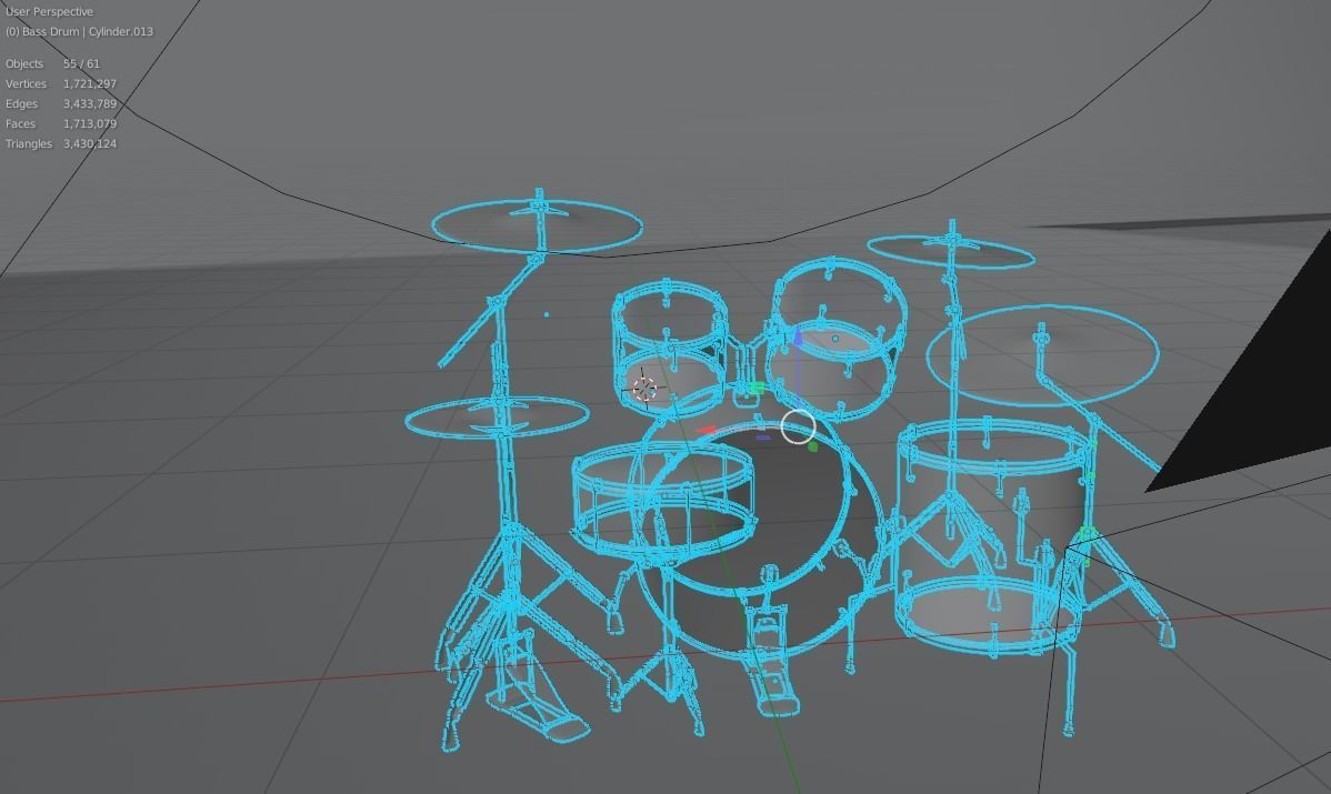 Black Drum Set 3D model_6