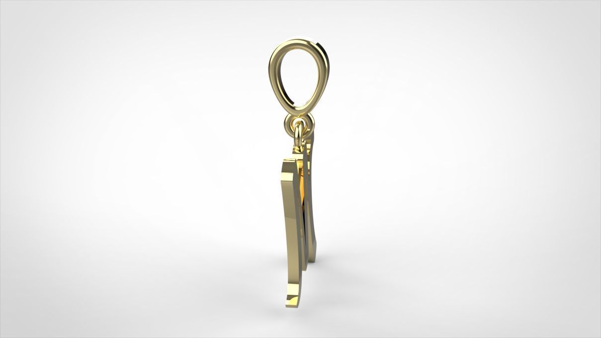 pendant alphabet hundred M small 3D print model_6