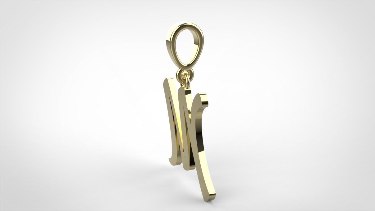 pendant alphabet hundred M small 3D print model_11