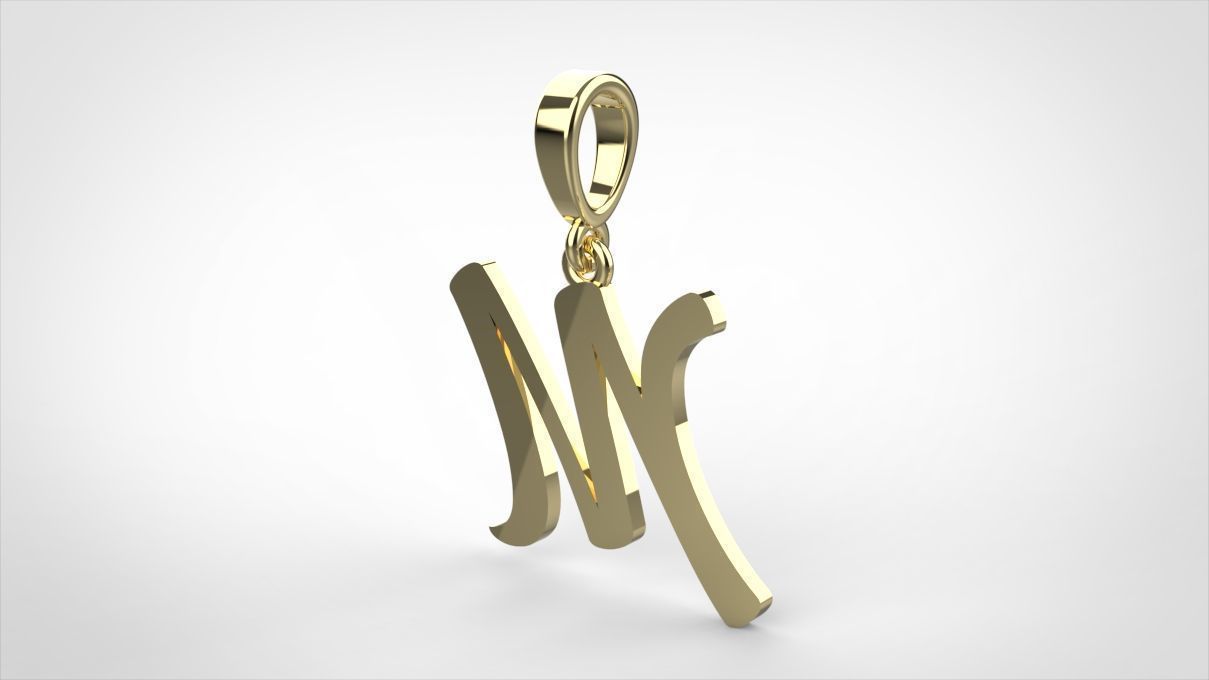 pendant alphabet hundred M small 3D print model_10