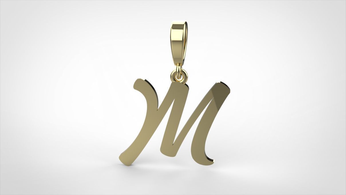 pendant alphabet hundred M small 3D print model_1
