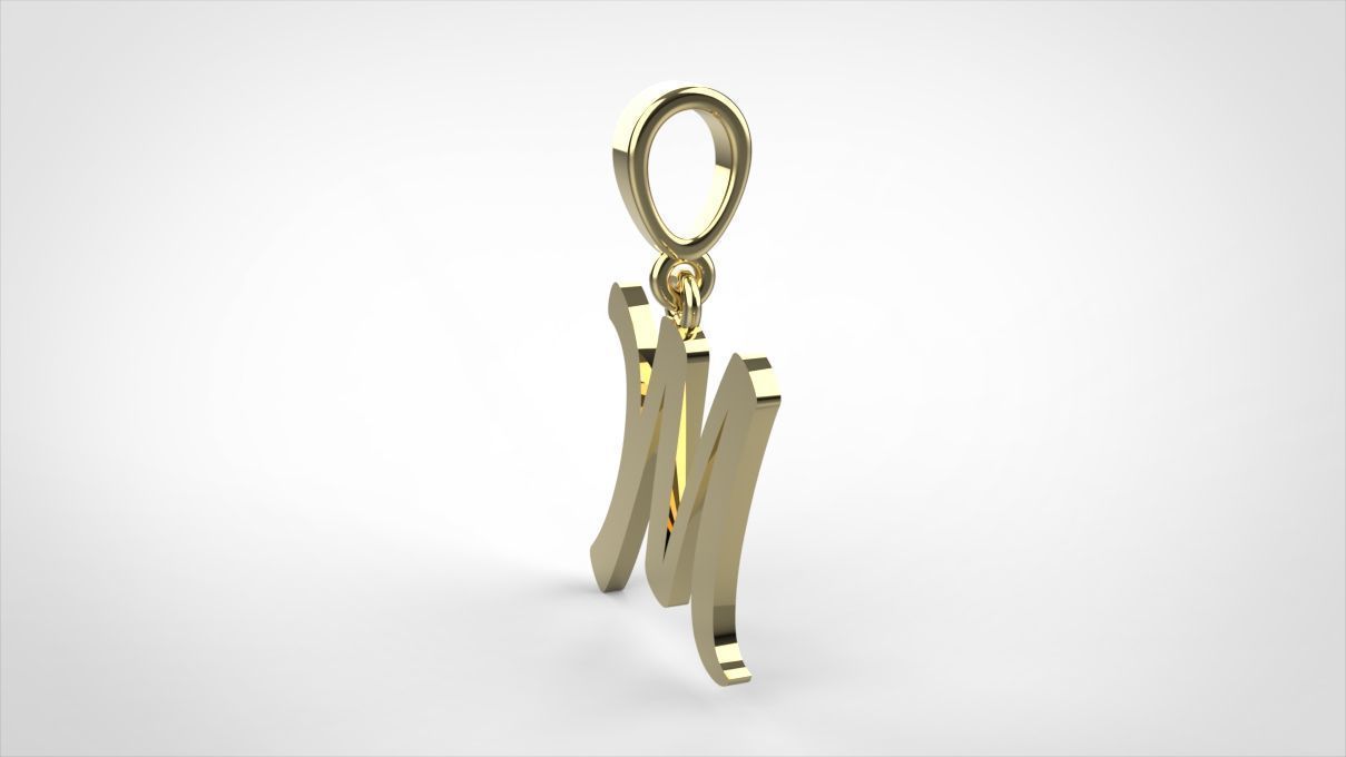 pendant alphabet hundred M small 3D print model_5