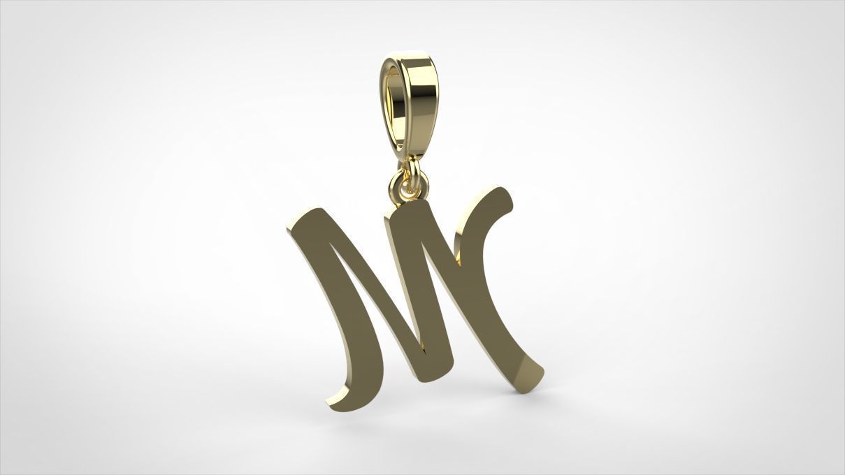 pendant alphabet hundred M small 3D print model_8