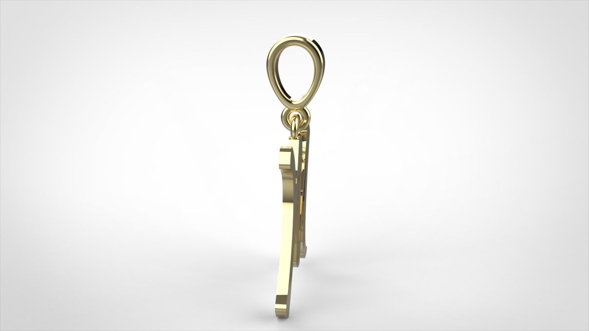 pendant alphabet hundred M small 3D print model_2