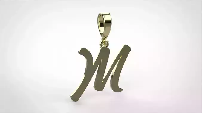 pendant alphabet hundred M small 3D print model