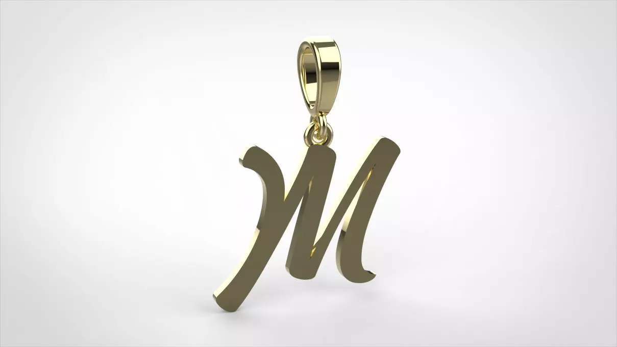 pendant alphabet hundred M small 3D print model_0