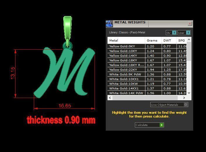 pendant alphabet hundred M small 3D print model_12