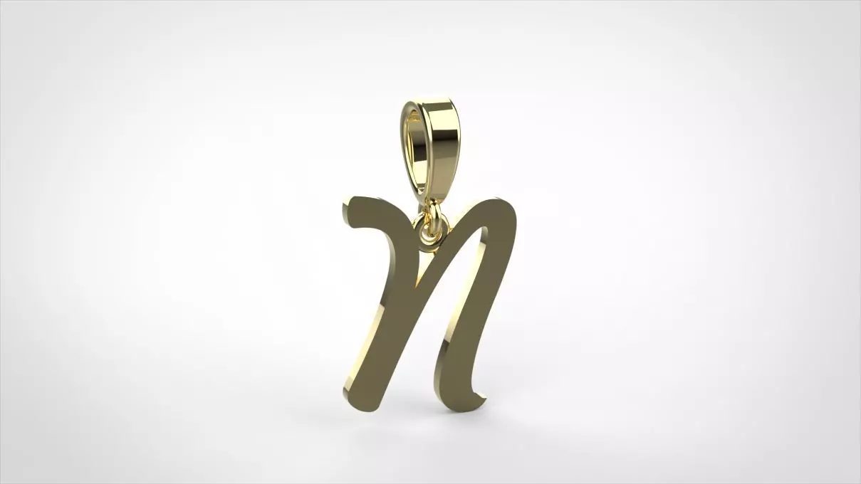 pendant alphabet hundred N small  3D print model_0