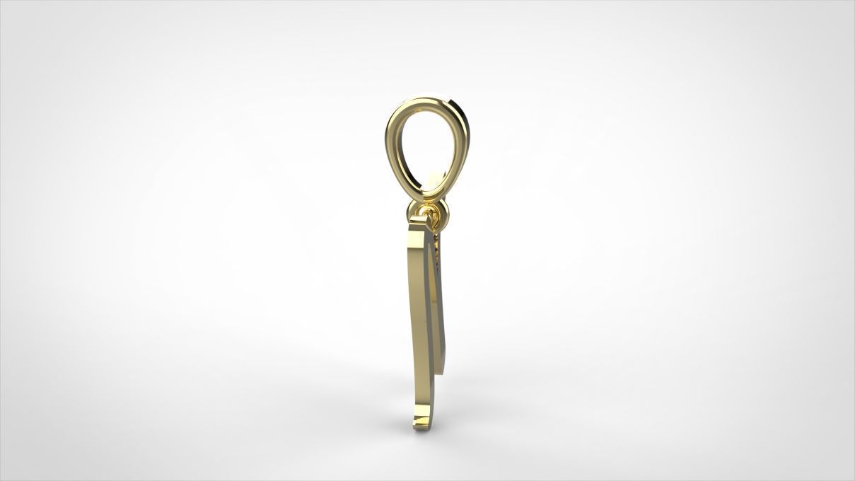 pendant alphabet hundred N small  3D print model_6