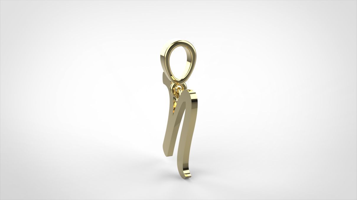 pendant alphabet hundred N small  3D print model_5