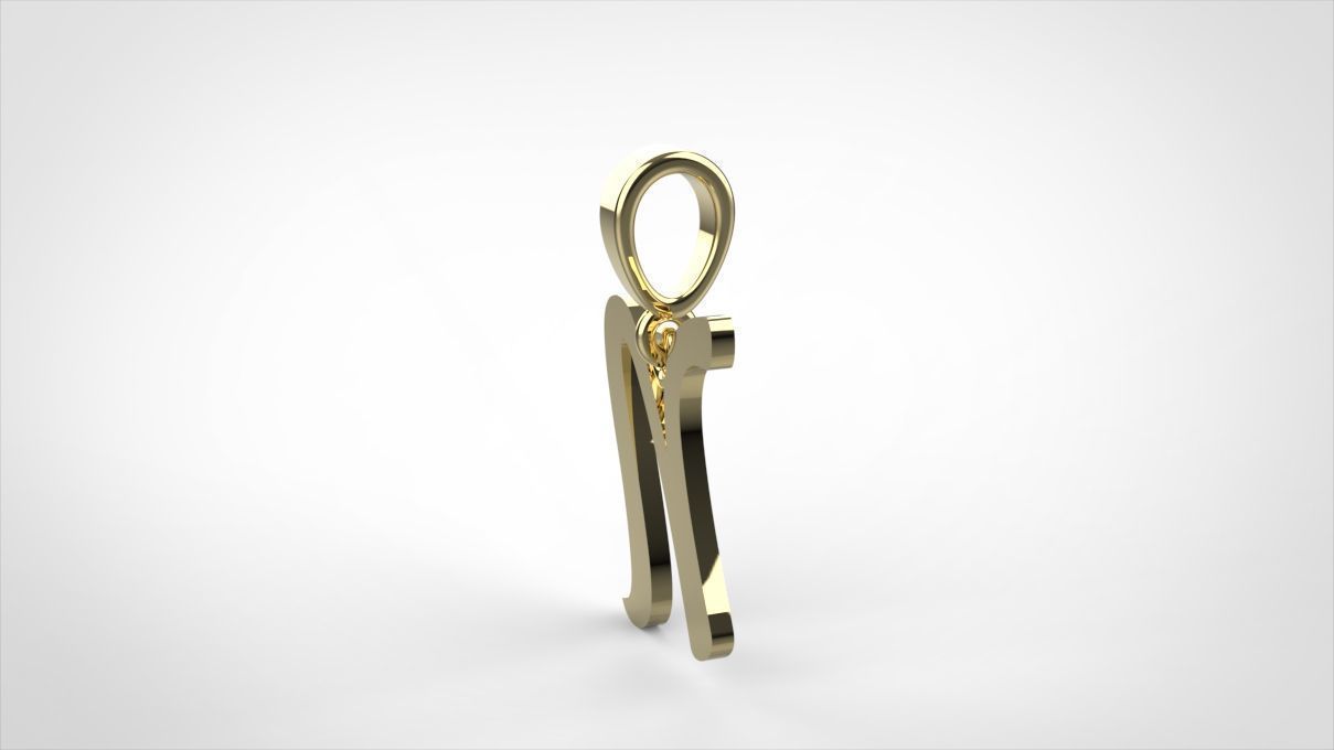 pendant alphabet hundred N small  3D print model_11