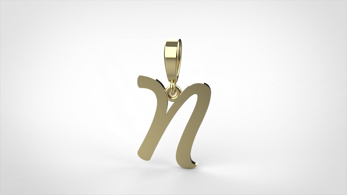 pendant alphabet hundred N small  3D print model_1