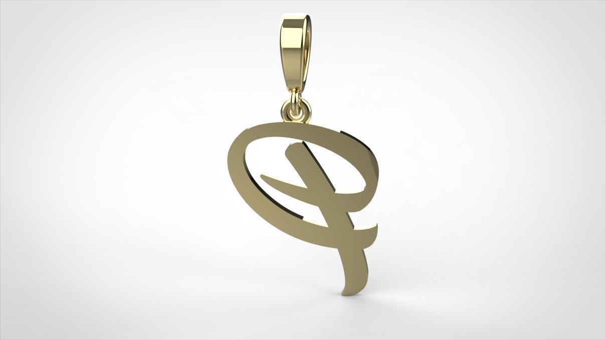 pendant alphabet hundred P small  3D print model_9