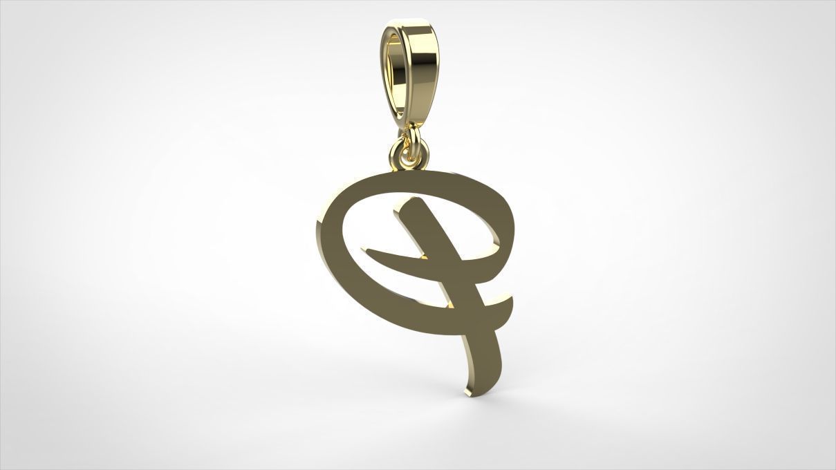 pendant alphabet hundred P small  3D print model_8