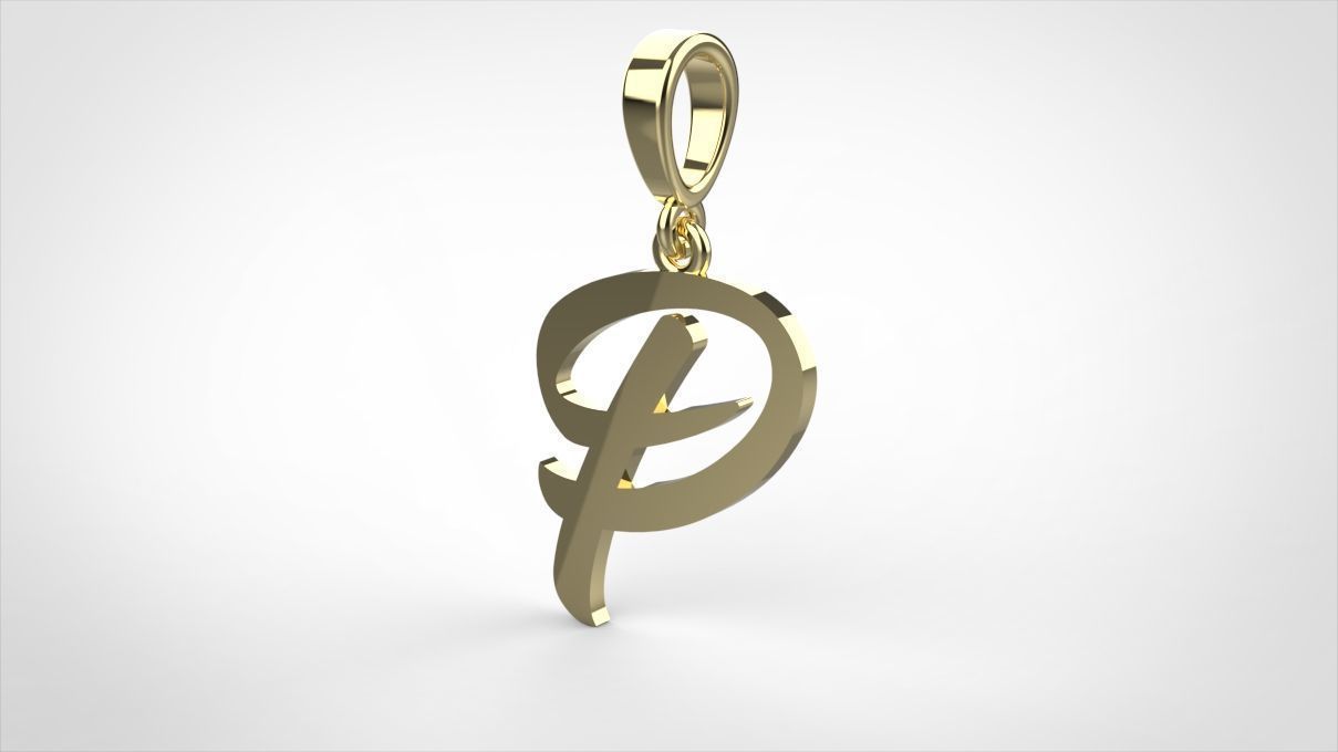 pendant alphabet hundred P small  3D print model_4
