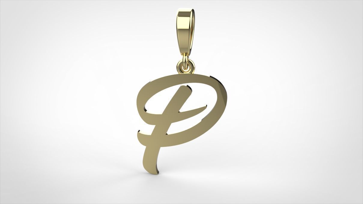 pendant alphabet hundred P small  3D print model_1