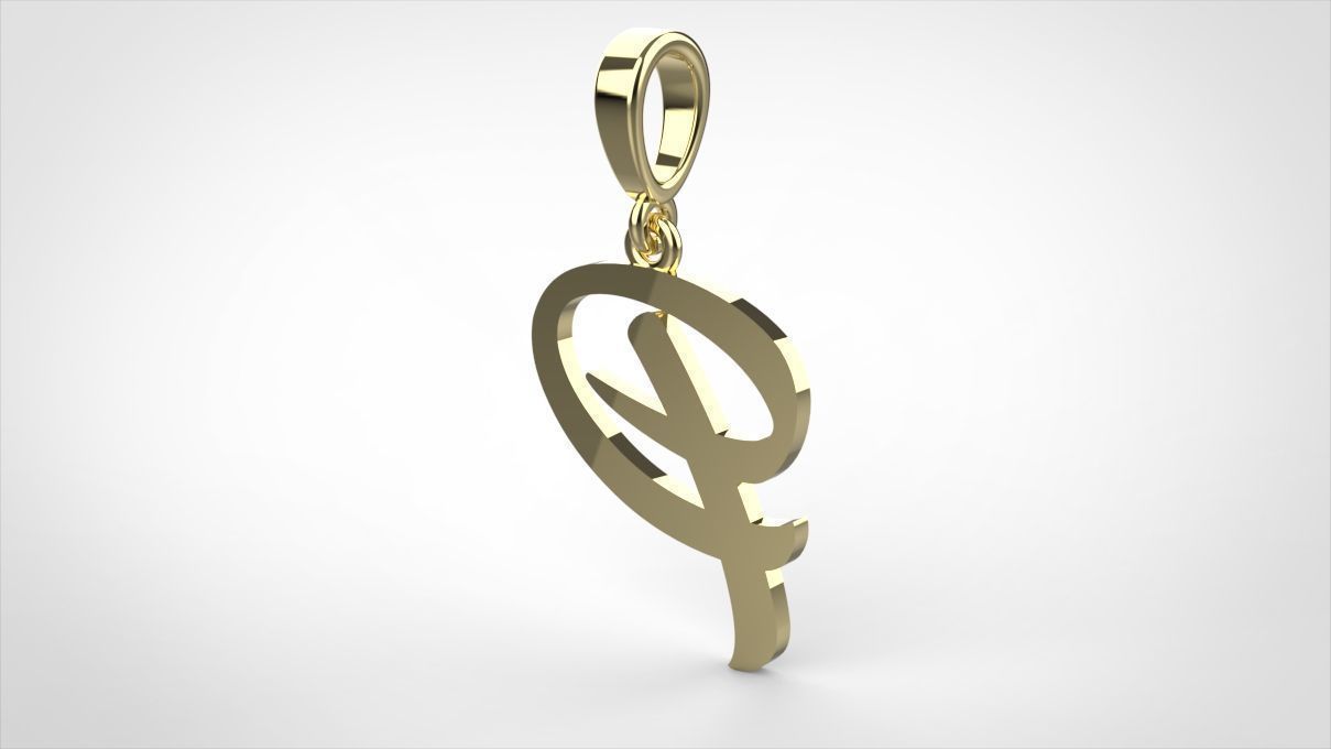 pendant alphabet hundred P small  3D print model_10
