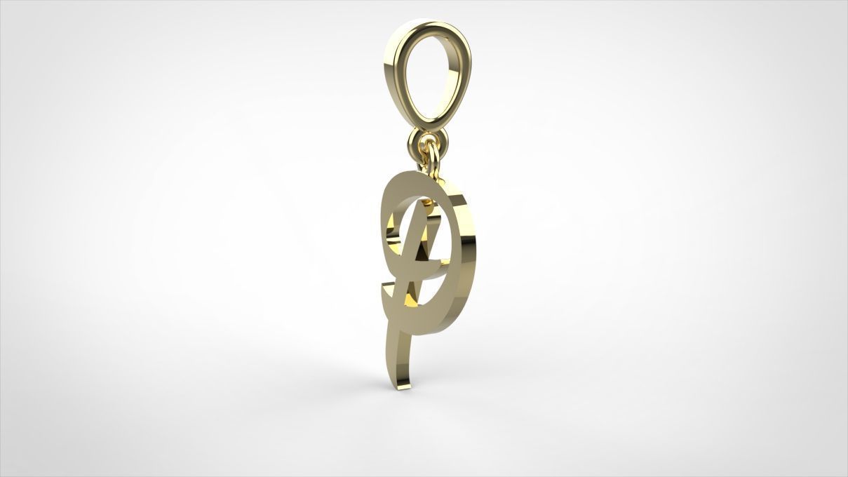 pendant alphabet hundred P small  3D print model_5