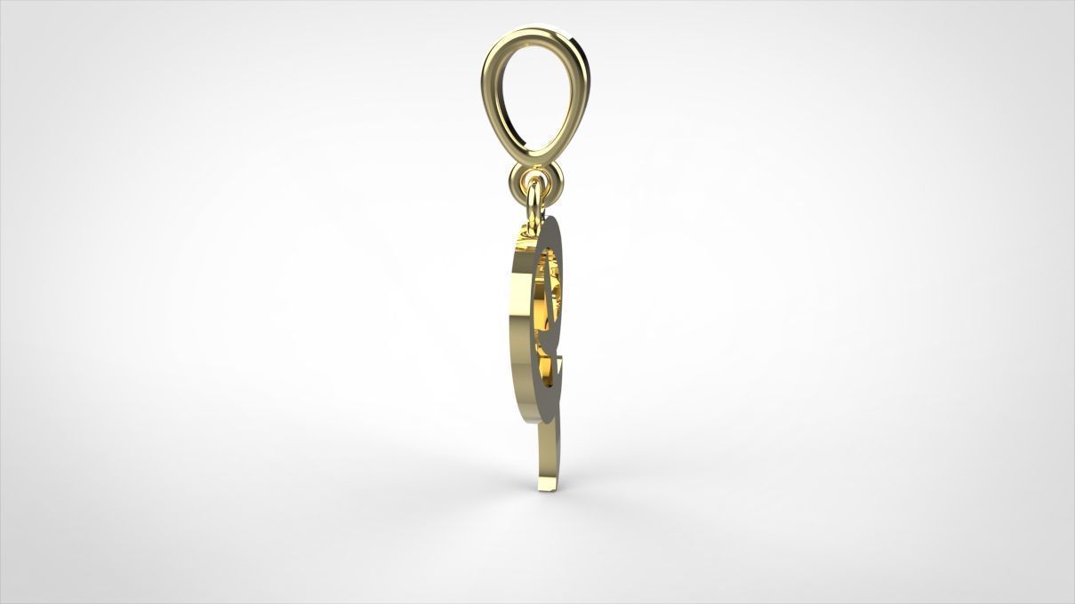 pendant alphabet hundred P small  3D print model_6