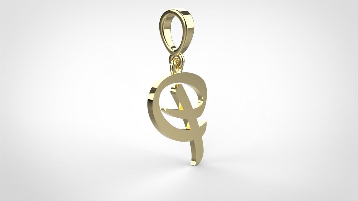 pendant alphabet hundred P small  3D print model_7
