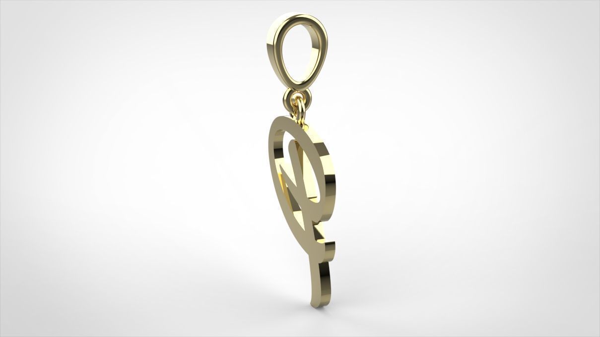 pendant alphabet hundred P small  3D print model_11