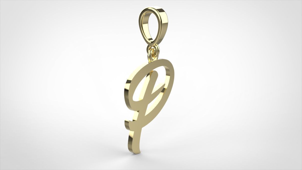 pendant alphabet hundred P small  3D print model_3