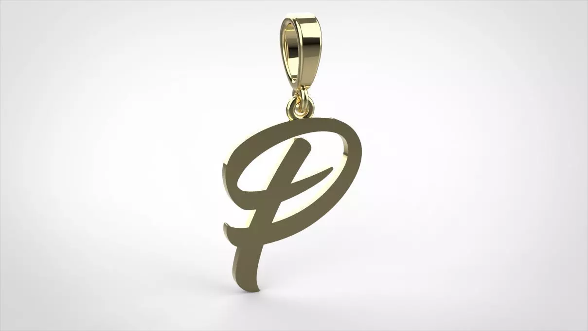 pendant alphabet hundred P small  3D print model_0