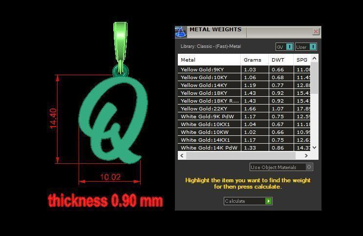 pendant alphabet hundred Q small  3D print model_12