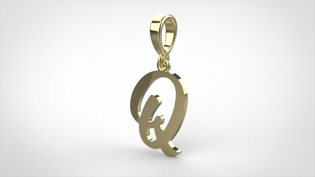 pendant alphabet hundred Q small  3D print model_4