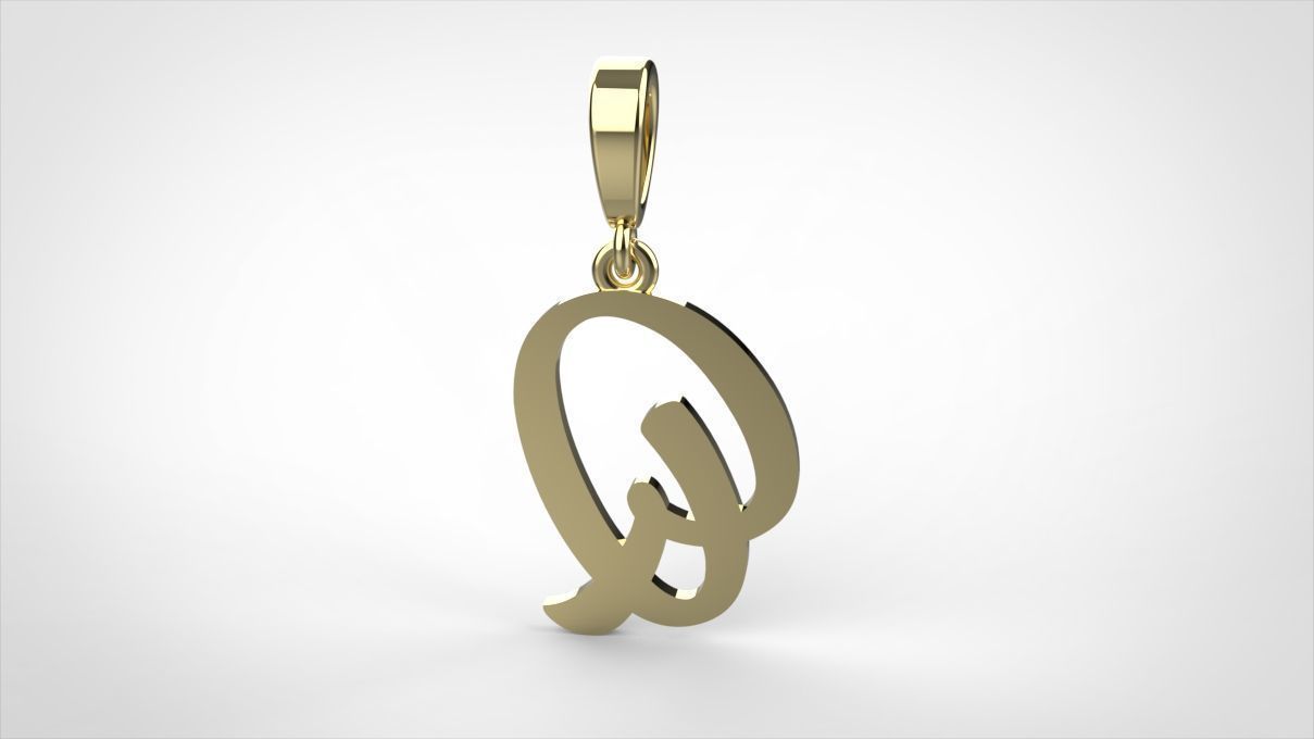 pendant alphabet hundred Q small  3D print model_9