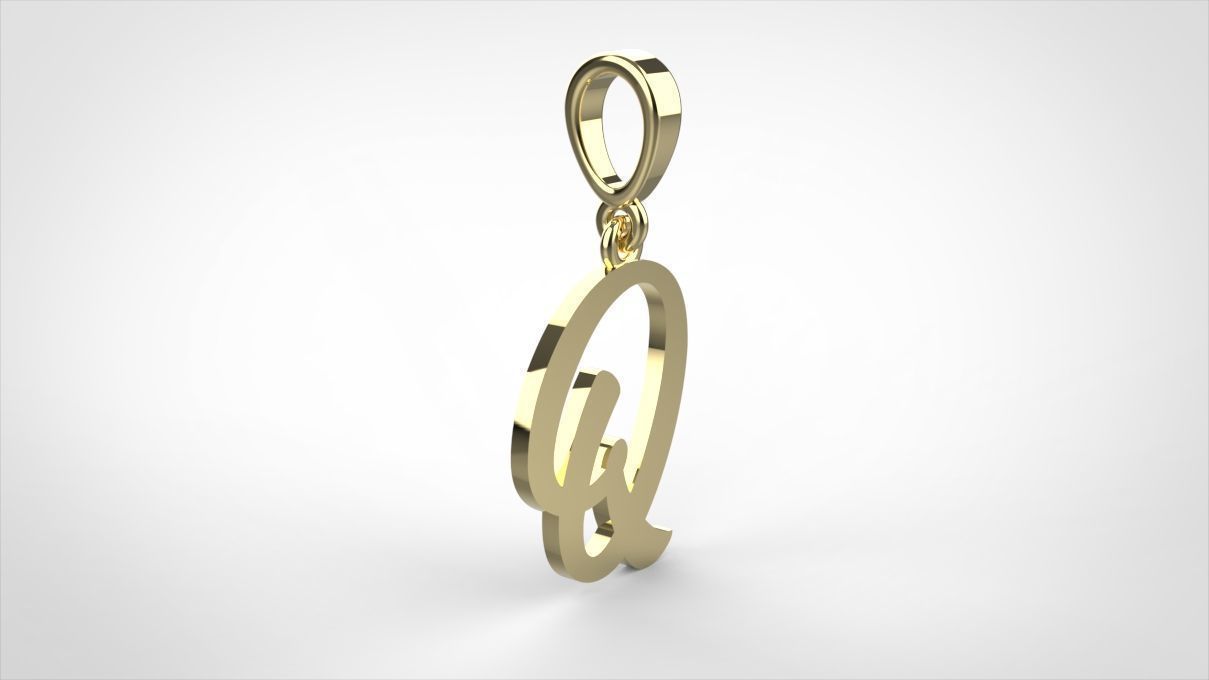 pendant alphabet hundred Q small  3D print model_3