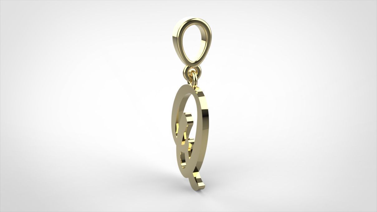 pendant alphabet hundred Q small  3D print model_5