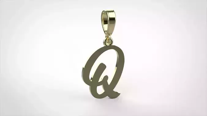 pendant alphabet hundred Q small  3D print model