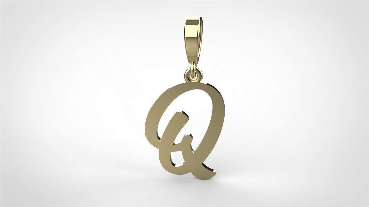 pendant alphabet hundred Q small  3D print model_1
