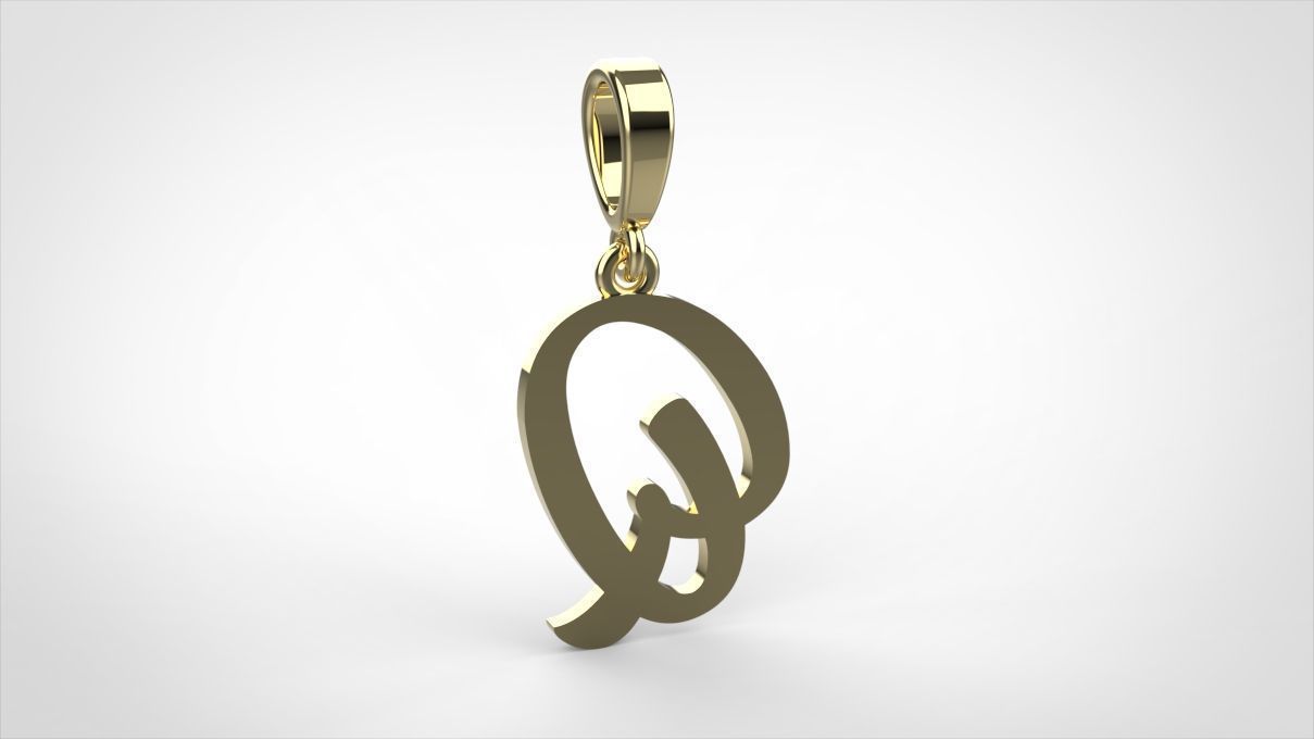 pendant alphabet hundred Q small  3D print model_8