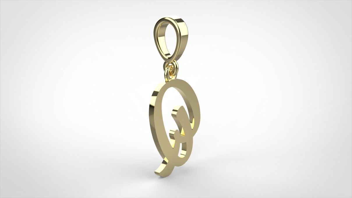 pendant alphabet hundred Q small  3D print model_7