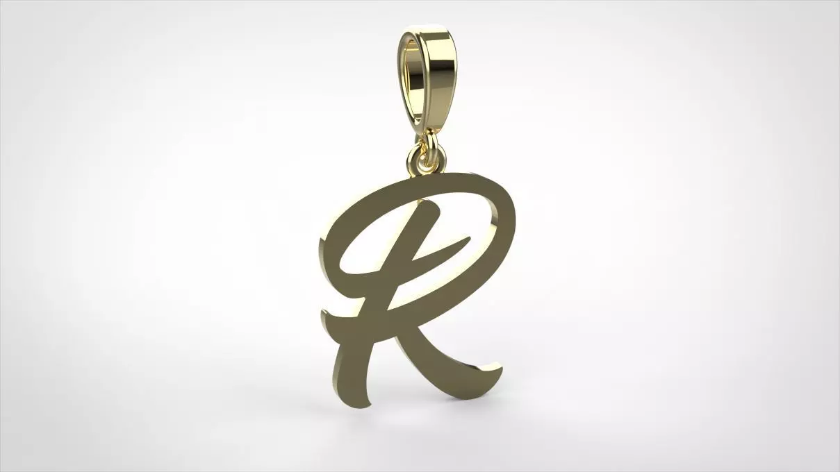 pendant alphabet hundred R small  3D print model_0