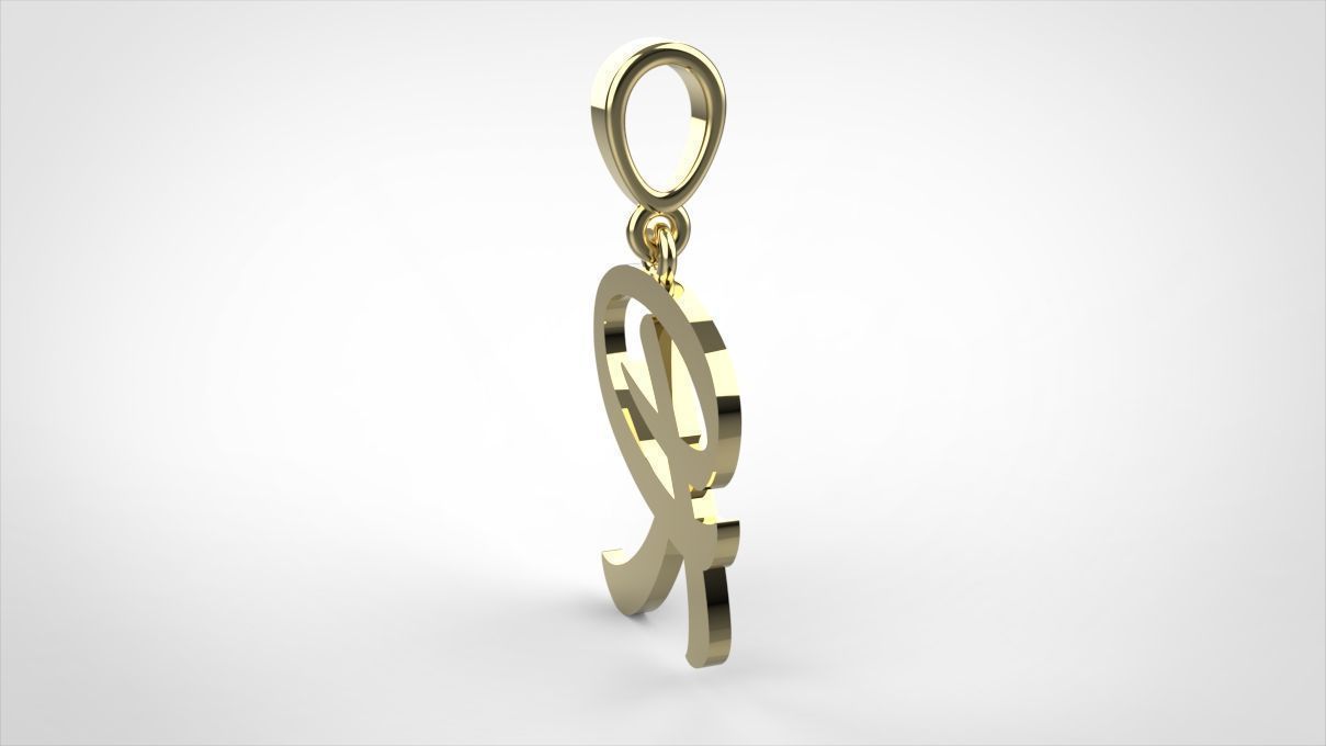 pendant alphabet hundred R small  3D print model_11