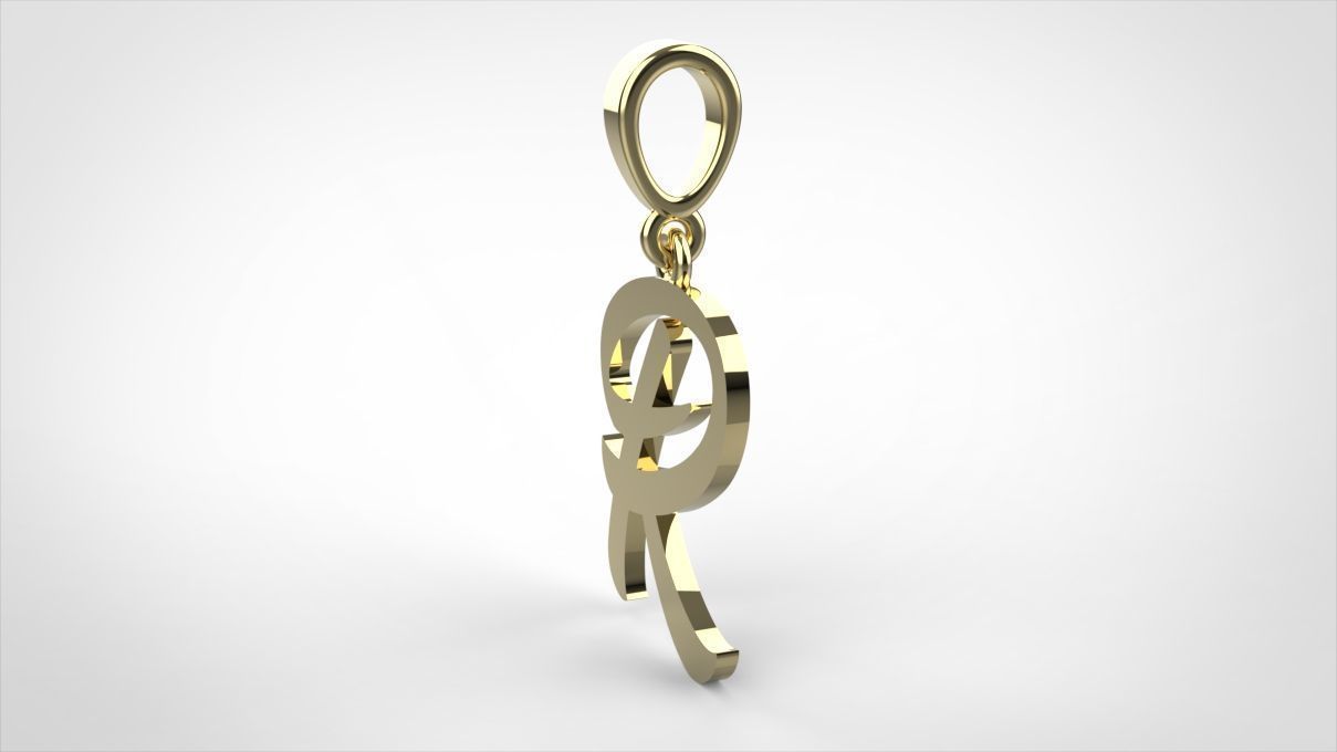 pendant alphabet hundred R small  3D print model_5